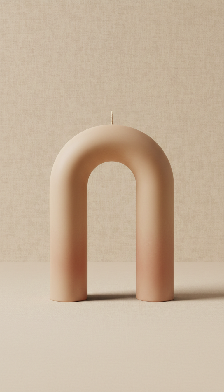 Sculpted Arch Candle in Sandstone Soy